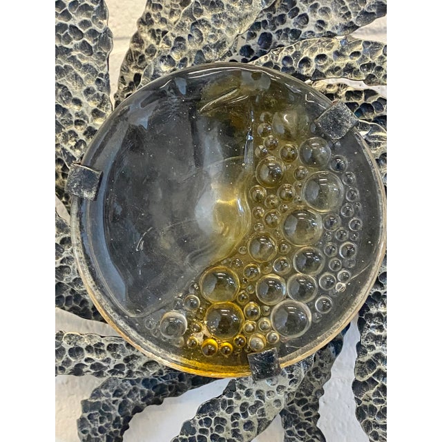 Brutalist Wall Light in Glass and Wrought Iron, 1960s For Sale - Image 6 of 13
