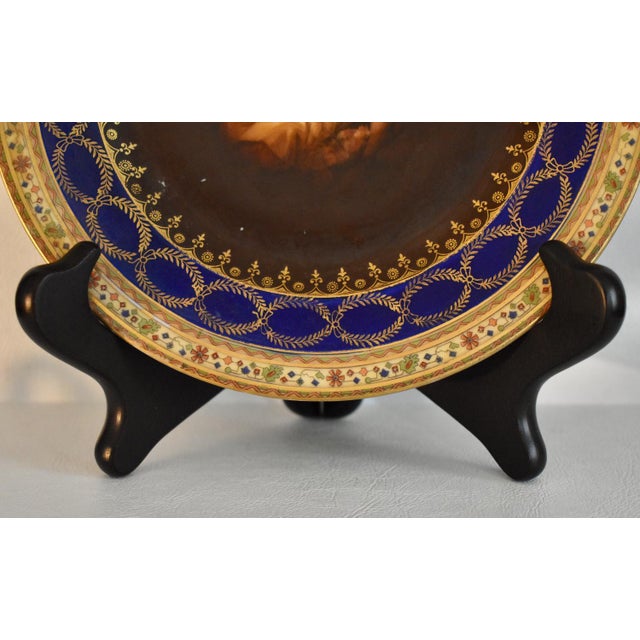 Vintage Victoria Czechoslovakia Porcelain Cabinet Plate Cobalt Blue Gold For Sale - Image 9 of 13