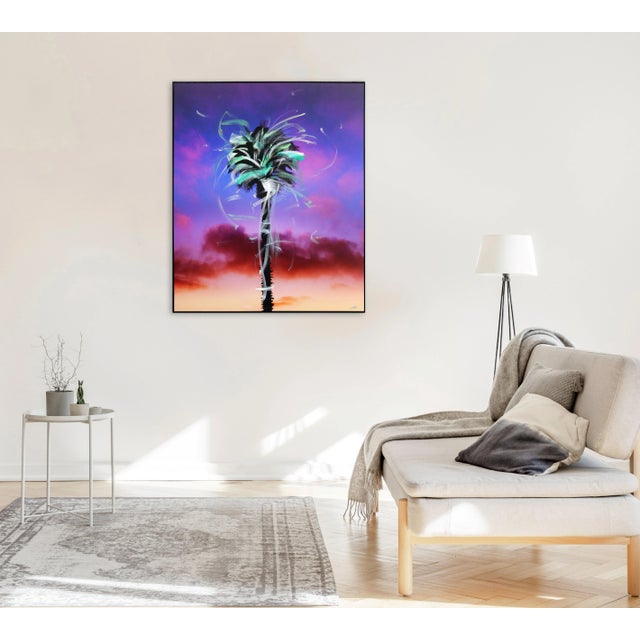 Purple "Hermosa Single Palm - Red Dusk" Original Artwork by Pete Kasprzak For Sale - Image 8 of 10