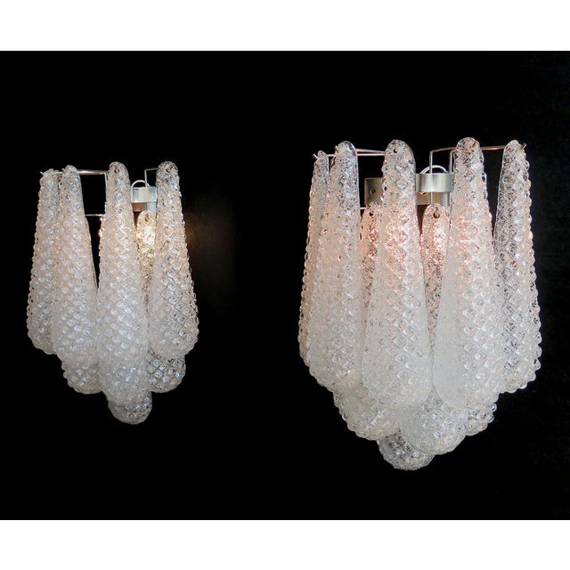 Vintage Glass Petals Drop Wall Sconces, 1990s, Set of 2 For Sale - Image 11 of 13