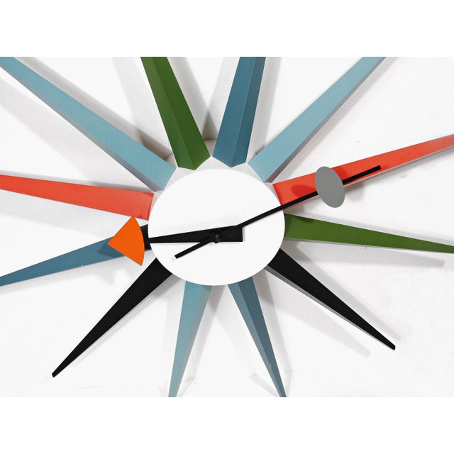 Orange Authentic George Nelson for Vitra Design Museum, Germany, Sunburst Wall Clock MCM For Sale - Image 8 of 11