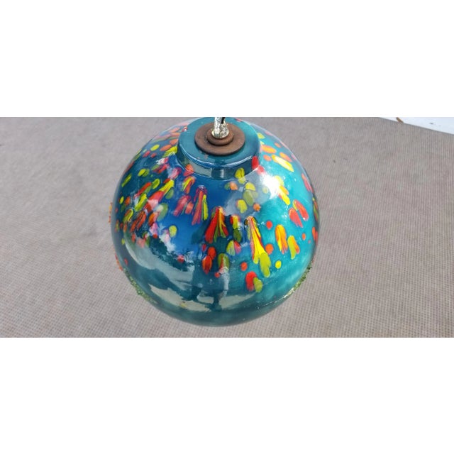 Mid-Century Modern Vintage Mid-century Ceramic Glazed Pendant Lamp For Sale - Image 3 of 12