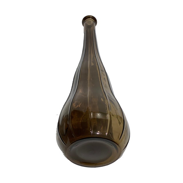 1960's Brown Ribbed Glass Bottle Vase Chairish