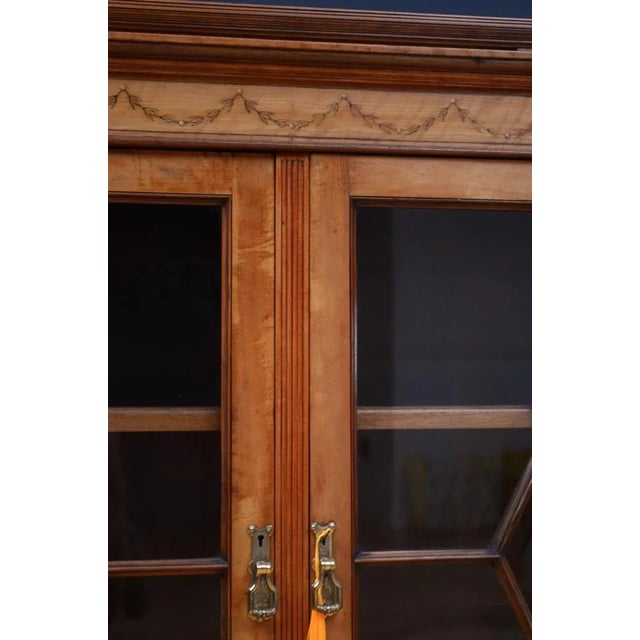 Antique Edwardian Satinwood Cabinet Bookcase, 1900 For Sale - Image 12 of 13