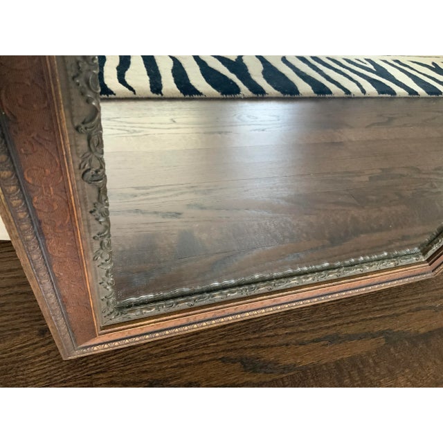 Antique Ornate Wooden Rococo Frame With Mirror For Sale - Image 9 of 10