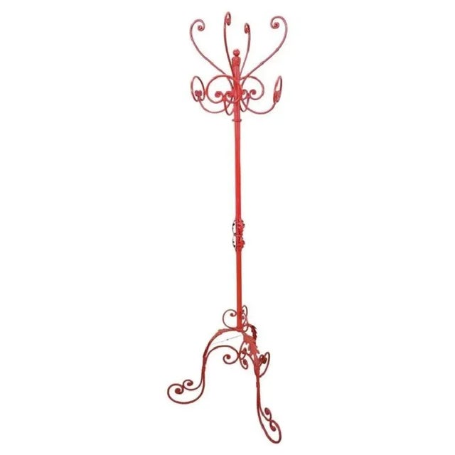 Metal Red Lacquered Iron Clothes Rack, Early 20th Century For Sale - Image 7 of 7