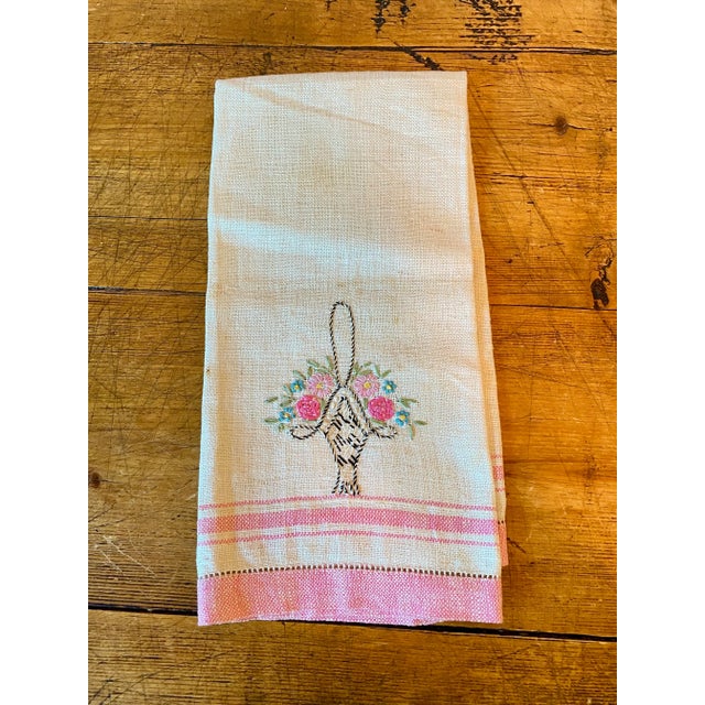 Traditional Vintage Hand Stitched Linen Tea Towels, Set of 3 For Sale - Image 3 of 10