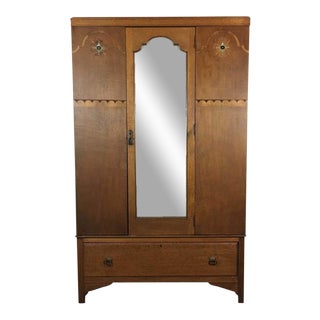 Antique Carved Oak Armoire For Sale
