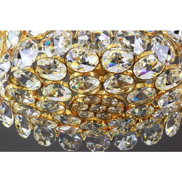 Gilt Brass and Crystal Glass Encrusted Chandelier from Palwa, Germany, 1970s For Sale - Image 4 of 11
