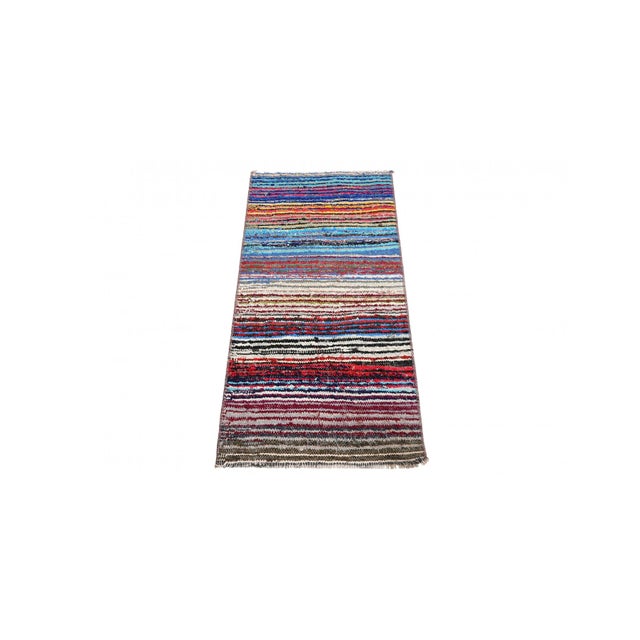 Decorative vintage mini rag rug from Adana region of Turkey. Approximately 45-55 years old. In very good condition. Rare...
