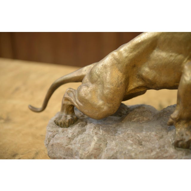 Thomas Cartier, Bronze Panther on a Stone Base, 1900, Bronze For Sale - Image 4 of 11