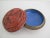 Figurative Chinese Carved Red W/Blue Interior Carved Figural Cinnabar Lacquer Round Box For Sale - Image 3 of 6