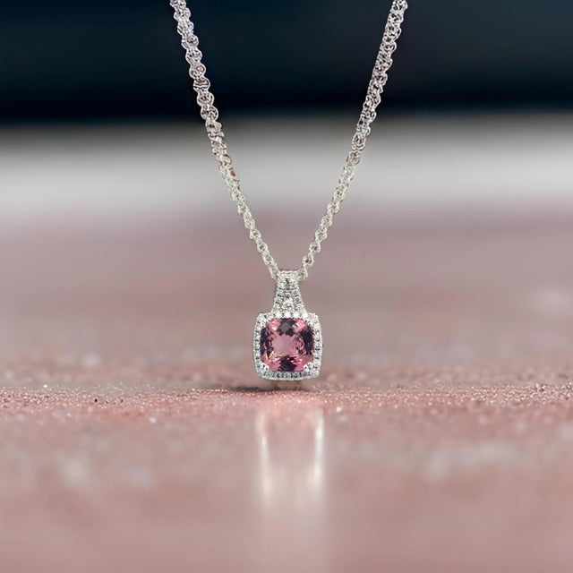 Silver Diamond Rubellite Tourmaline Necklace 5.47 TCW 18k Gold Certified For Sale - Image 8 of 18
