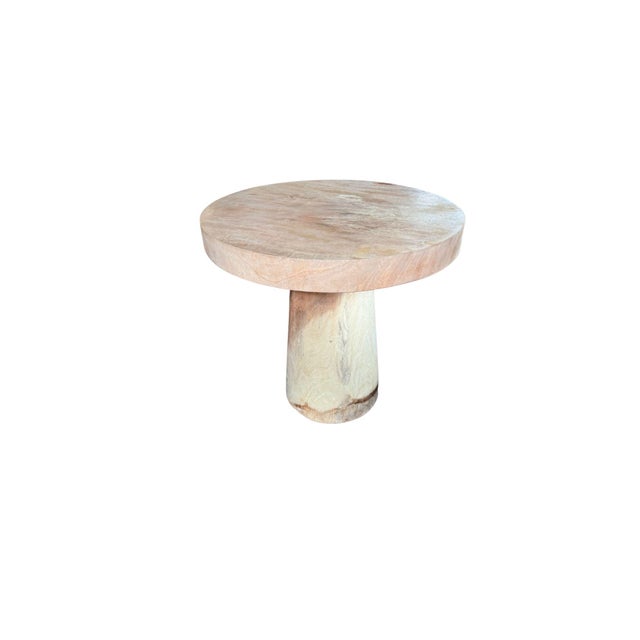 Sculptural Round Table Crafted From Solid Suar Wood, Natural Finish For Sale - Image 14 of 15