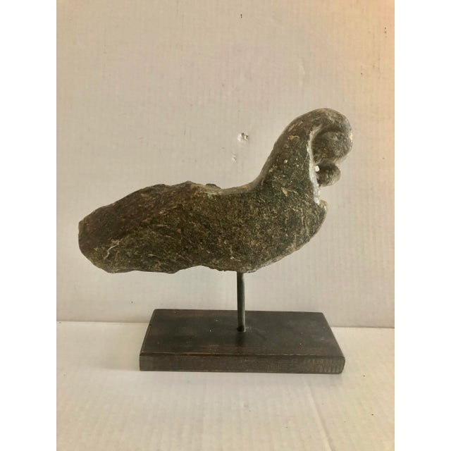 Wood Decorative Stone Horse Mounted on a Wood Pedestle For Sale - Image 7 of 7