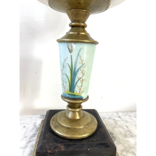 Late 19th Century 1890s Hand Painting Glass Oil Lamp For Sale - Image 5 of 6
