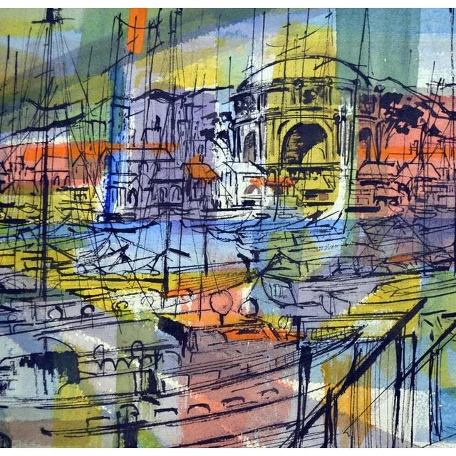 Modern 1950s "Palace of Fine Arts, San Francisco" Abstract Architectural Watercolor Painting For Sale - Image 3 of 5