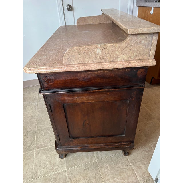 Antique French Louis XV Buffet Table With Marble Top For Sale - Image 10 of 12