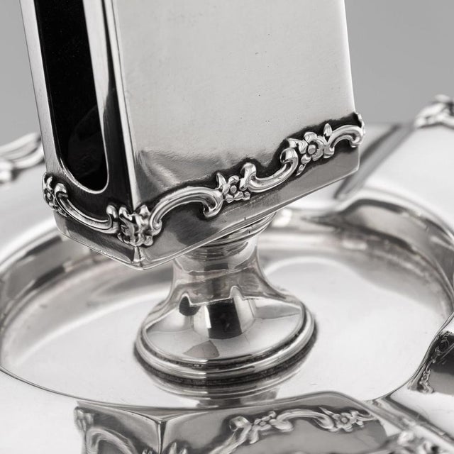 Antique American Silver Ashtray and Match Box Holder by Tiffany & Co, 1890s For Sale - Image 9 of 13