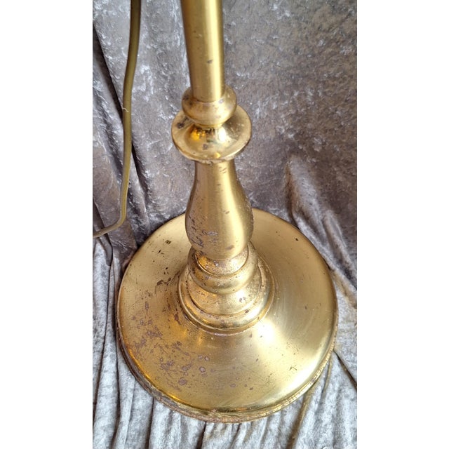 Beige Vintage Floor Lamp with Adjustable Brass Frame and Beige Fabric Shade, 1980s For Sale - Image 8 of 9