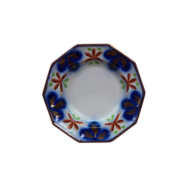 Victorian Antique Gaudy Welsh Ironstone Cobalt Blue Floral Creamer Pitcher & Bowl For Sale - Image 3 of 18