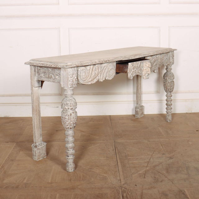 English Carved and Bleached Console Table, 1890s For Sale - Image 10 of 14