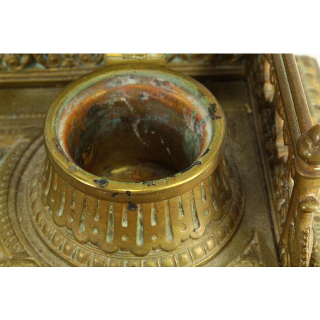 19th C. Neo-Classical Belle Epoque Ornate Bronze Double Inkwell, French For Sale - Image 15 of 18