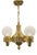 Art Deco Brass and Opaline Glass Chandelier, Czechoslovakia, 1930s For Sale