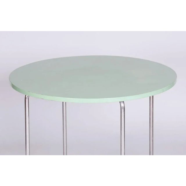 Bauhaus Bauhaus Round Chrome Side Table, Czechia, 1930s For Sale - Image 3 of 8