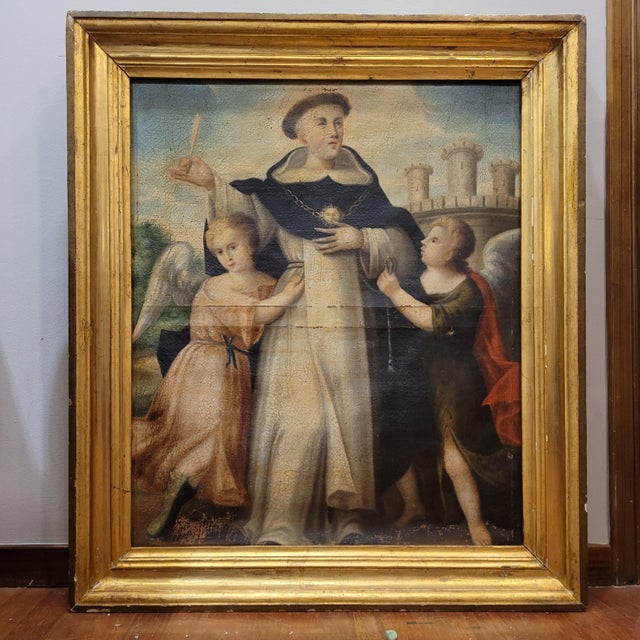 Castilian School Artist, Saint Thomas Aquinas, 1700s, Oil on Canvas, Framed For Sale - Image 5 of 18