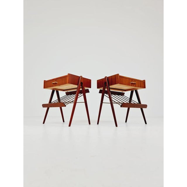 Mid-Century Danish Mahogany and Brass Nightstands, 1960s, Set of 2 For Sale - Image 12 of 18