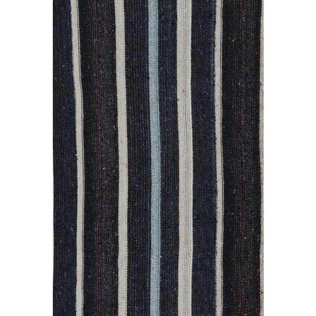 Vintage Geometric Beige Brown and Blue Wool Kilim Rug For Sale In New York - Image 6 of 8