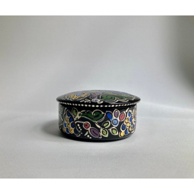Sophia Hand Painted Lidded Ceramic Container, 1990 For Sale - Image 4 of 13