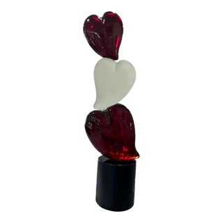 Three Hearts Murano Sculpture by A. Barbaro For Sale