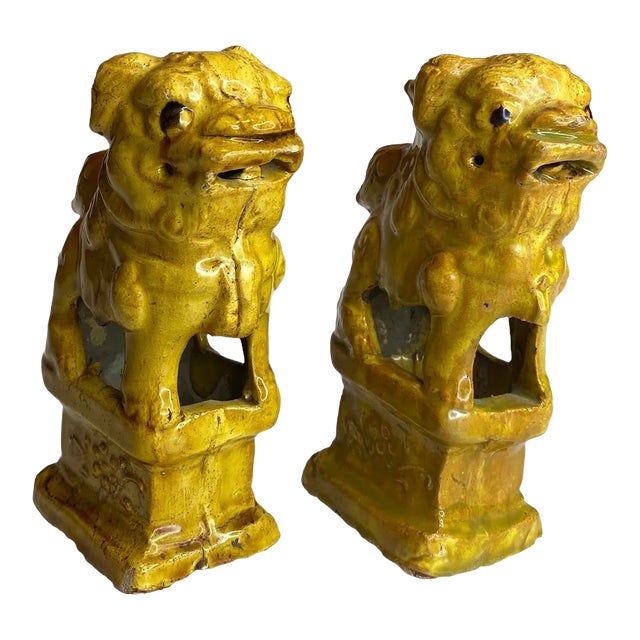 Pair of Chinese Foo Dog Joss Stick Holders For Sale