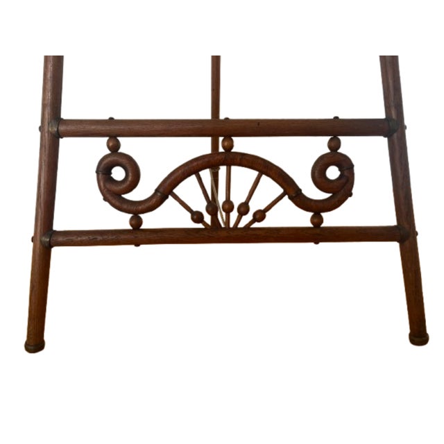 C. 1900 Victorian Oak Stick and Ball Ornate Easel Stand For Sale - Image 10 of 12