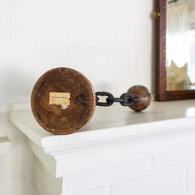 Wood Spanish Chain and Wood Candle Holder Candelabra by Joaquin Ripoll For Sale - Image 7 of 12