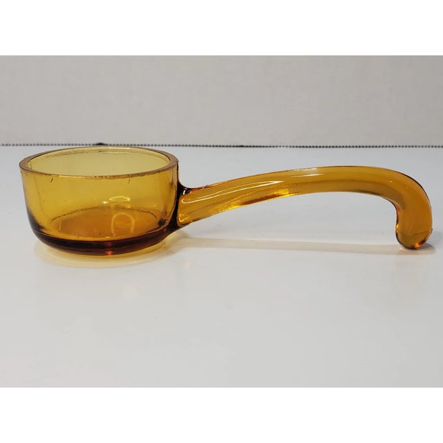 Mid 20th Century Mid Century Tiffin Gold Edge Amber Glass Condiment Spoon For Sale - Image 5 of 8