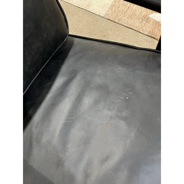 Black Four Hands Black Leather & Wood Frame "Brooks" Lounge Chair For Sale - Image 8 of 8