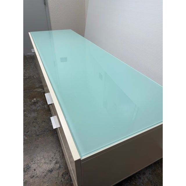 Wood Alivar Italian White Glass Sideboard For Sale - Image 7 of 12