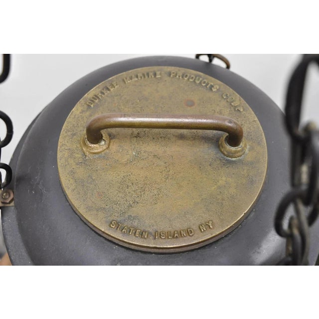 Metal Antique Durkee Marine Ship Lantern Fixture Red Fresnel Pendant Chandelier (A) For Sale - Image 7 of 12