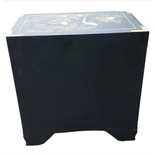 Chinoiserie Hand Painted Black Lacquered Cabinet For Sale - Image 9 of 10