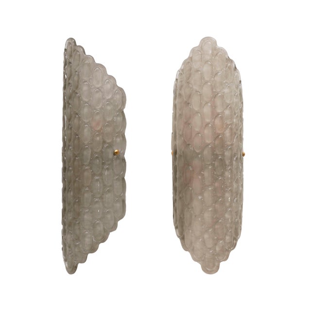 Glass Smoked Murano Glass Wall Sconces with Textured Relief, 2000, Set of 2 For Sale - Image 7 of 7