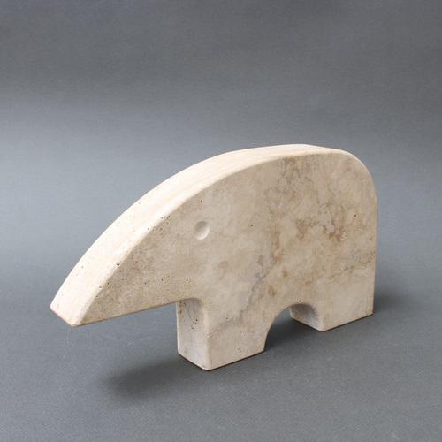 Travertine aardvark table sculpture by Mannelli Bros., Florence, Italy (circa 1970s). Joyful travertine stylised aardvark...