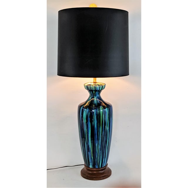 Large Blue and Green Glazed Mid Century Modern Ceramic ...