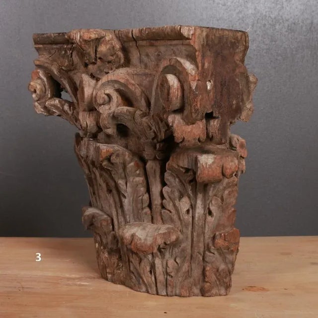 Carved Capitals, 1750s, Set of 2 For Sale - Image 7 of 9