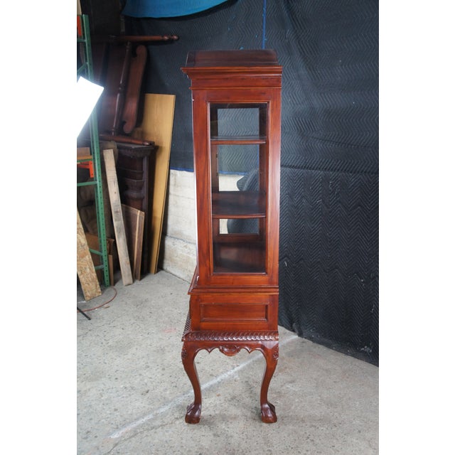Brown Mahogany Chippendale Ball & Claw Curio Display Bookcase China Cabinet For Sale - Image 8 of 12