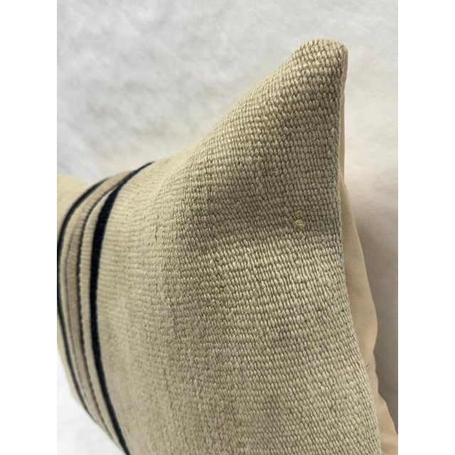 Contemporary Turkish Hemp Pillow Cushion Natural Beige Black Pillow Cushion Cover 16" x 24" For Sale - Image 3 of 4
