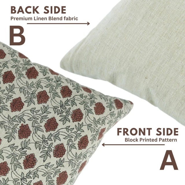 Fabdivine Block Khubsurat Print Linen Blend Cushion Cover – 20x20 For Sale - Image 4 of 5