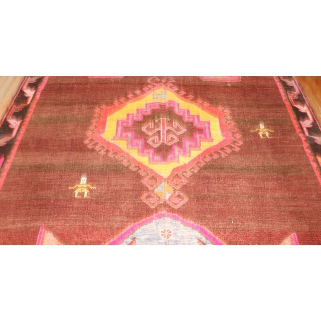Art Deco Vintage Zabihi Rug Collection Funky Turkish Gallery Rug For Sale - Image 3 of 12